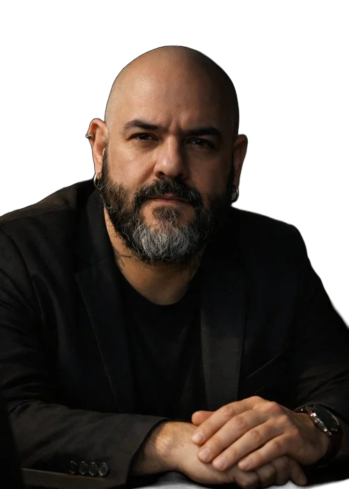 Portrait of Rodrigo Miranda in a dark suit