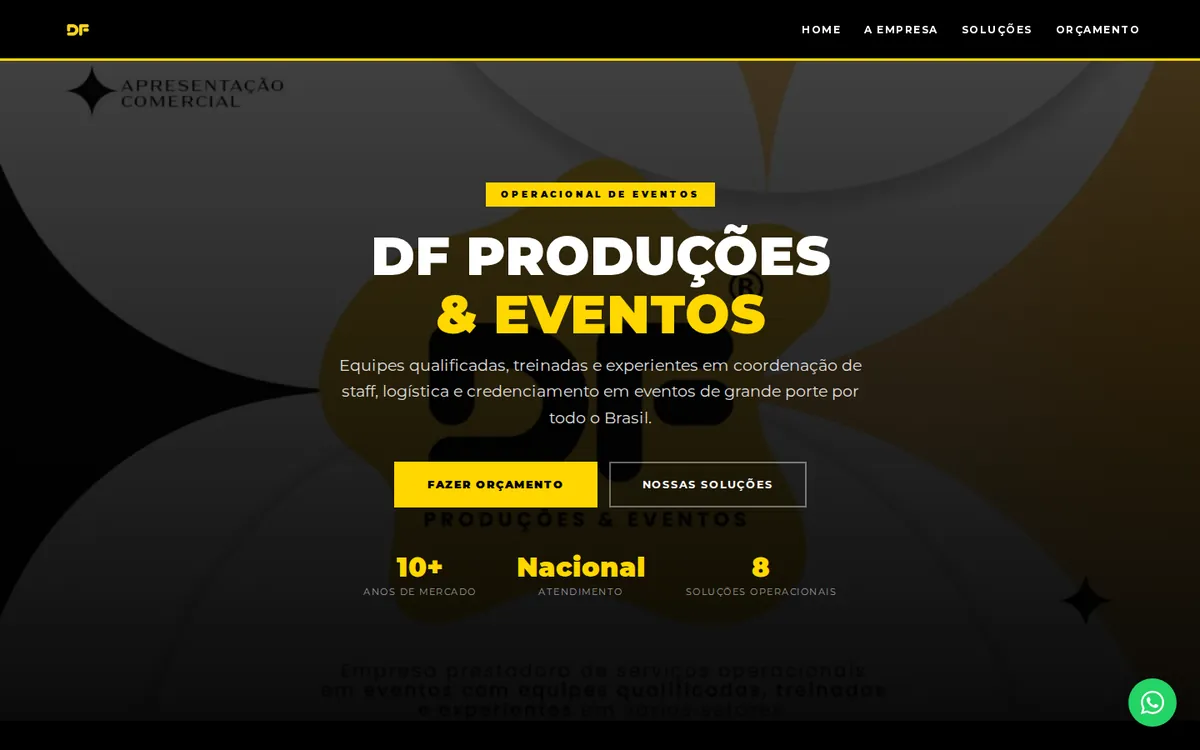 Página inicial do site DF Produções & Eventos